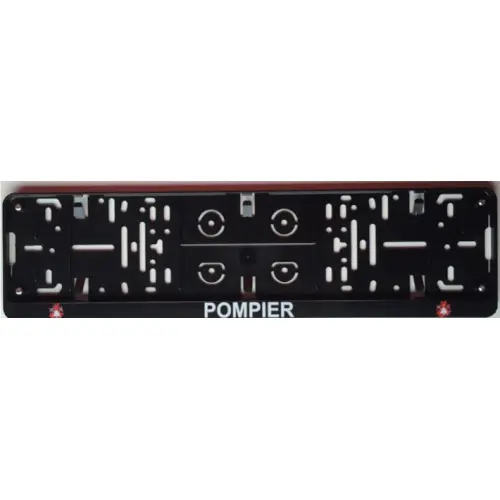 Support de plaque NOIR impression: POMPIER (ABS) 520 x 110 mm