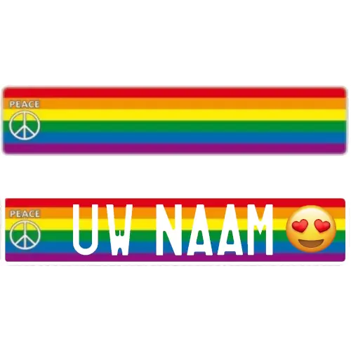 Funplaat regenboog peace