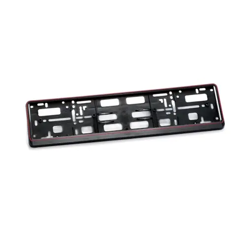 Support de plaque ERUSTAR NOIR avec bord rouge (PP) 520 x 110 mm