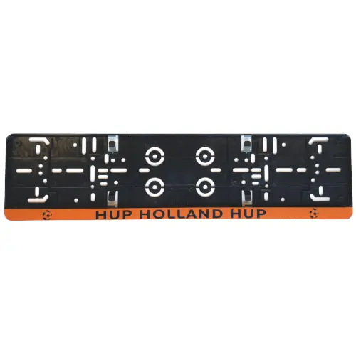 Nummerplaathouder ZWART opdruk: HUP HOLLAND HUP (ABS) 520 x 110 mm