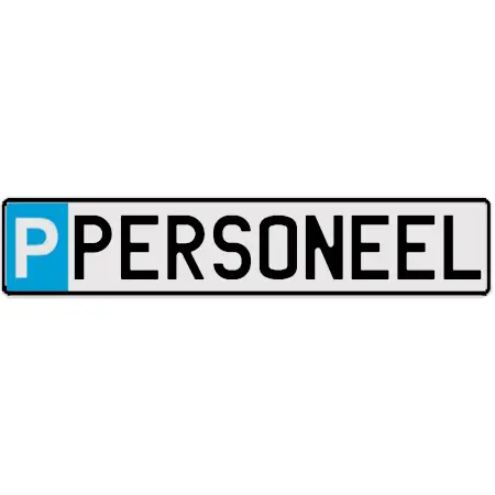 Funplaat / Nummerplaat Parking PERSONEEL 520 x 110 mm